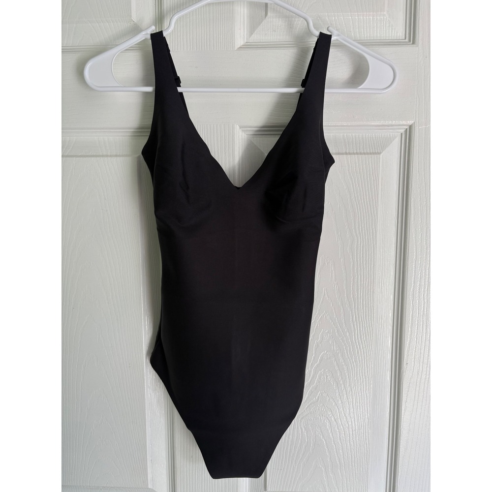 Skims Body Core Sculpt Plunge Bodysuit Onyx Black Shapewear Slimming Compression